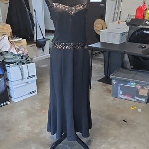 Paper Doll Black Strapless Dress with Gold Accents